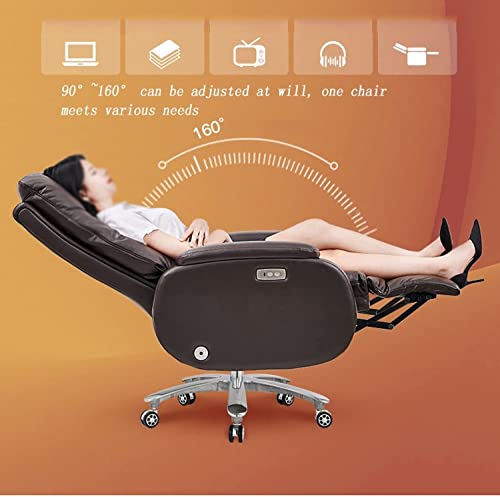 JTKDL Electric Type Executive Office Chair, Cowhide Leather High-Back Ergonomic Boss Chair