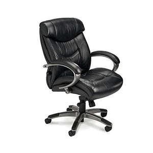 Mayline UL230MBLK Ultimo 200 Mid Back Perforated Task Chair with Arms, Black Leather