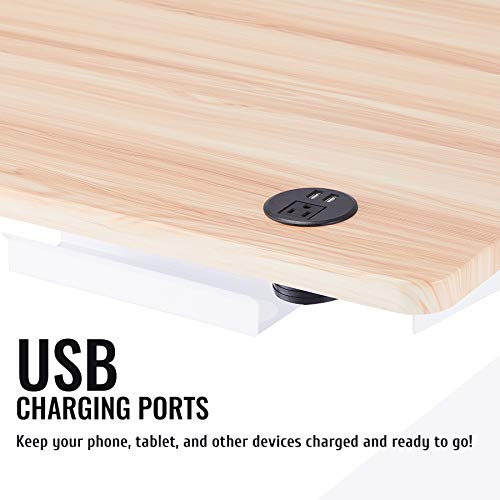 CO-Z Height Adjustable Computer Desk with USB Charging Station | 48x24 inch Motorized Sitting and Standing Desk for Home Office More | Electric Sit Stand Gaming Desk with Cable Management, White