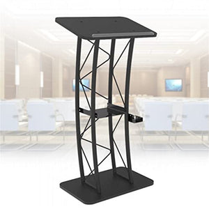 YIYIBYUS Curved Podium Stand Metal Black Pulpit Lectern 1.2m Height, Countertop 60x40cm