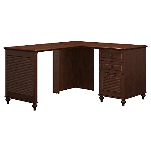 kathy ireland Home by Bush Furniture Volcano Dusk L Shaped Desk with 3 Drawer Pedestal in Coastal Cherry