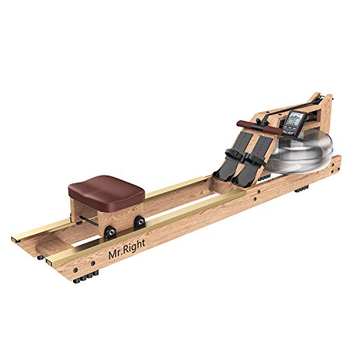 Mr. right Water Rowing Machine for Home Use,Oak Wood Water Rower with Bluetooth LCD Monitor, Indoor Gyms Training Sports Exercise Equipment Fitness
