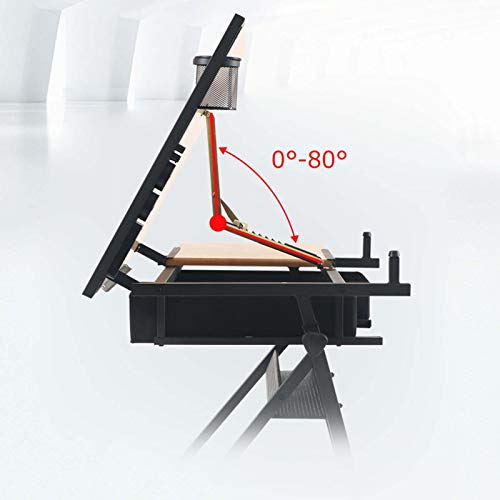 BOPP Drafting Table for Artists, Drafting Table Desk with Drawers, Tray and Stool, Professional Drawing Desk, Art Craft Work Station Adjustable Height Angle for Artists and Architecture