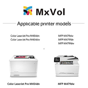 MxVol (with CHIP) Compatible Toner Cartridge Replacement for HP 414A 414 414X W2020A W2021A W2022A W2023A for HP MFP M479fdw M454dn M454dw M479fdn Printer (KCMY, 4-Pack)