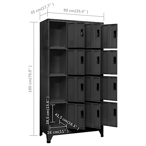 WZQWXHW Steel Locker Cabinet 35.4"x17.7"x70.9" Anthracite - Home & Office Storage Solution