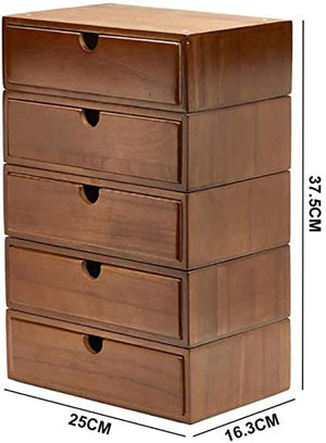 noxozoqm Desktop File Cabinet with Drawer Storage, 5-Layer Wooden Storage Box Manager - Display Stand (Size: B1)
