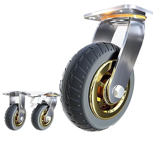 DEMCAY 8 Inch Heavy Duty Universal Wheel with Directional Brake - Silent Rubber Steering (Color: 8-B)