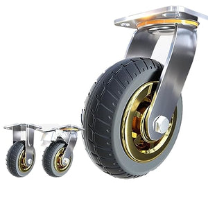 HNEJA 8 Inch Heavy Duty Caster Universal Wheel with Brake - Silent Rubber Steering (Color: 8-B)