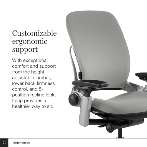 Steelcase Leap Office Chair with Natural Glide System - Nickel Gray Fabric