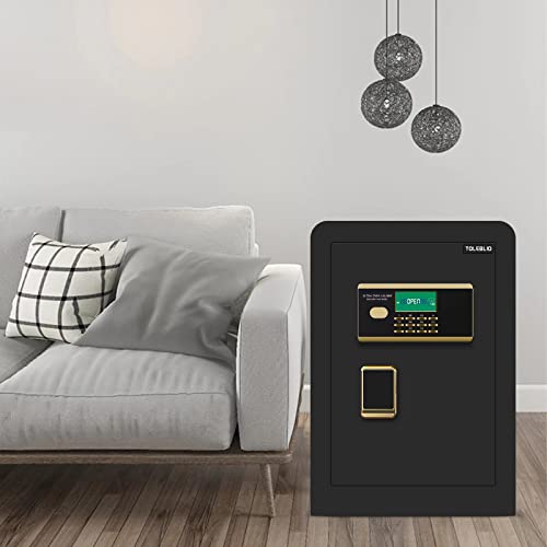 2.3 Cub Large Safe Box Fireproof Waterproof, Home Safe with Fireproof Document Bag, Built in Interior Cabinet Box, LED Light, LCD Screen and Removable Shelf, Fireproof Safe for Money Jewelry Documents Valuables (black)