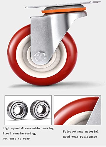 IkiCk Heavy Duty Swivel Furniture Casters 4pcs with Brakes - 3 Inch Silent Rubber Wheels