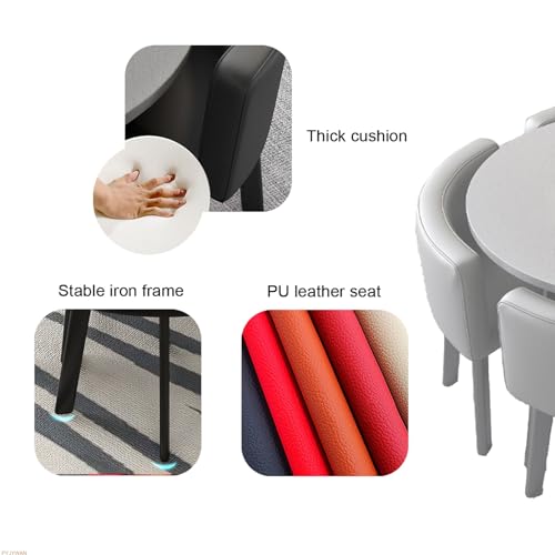 PYJYWAN Office Table and Chair Set - Small Conference Negotiation Dining Set - Space-Saving - Gray Round Table + Gray Chair