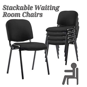 CIMOO Stackable Chairs, Mesh-Cushion, Black, 5PCS