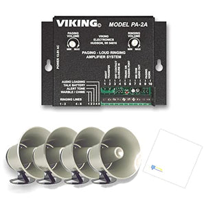 TWAComm.com Viking Intercom Paging System Bundle with Amplifier and 4 Powered Speakers