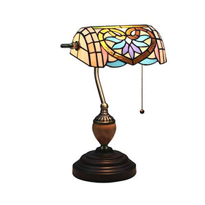 MaGiLL Tiffany Style Retro Banker Desk Lamp with Metal Base