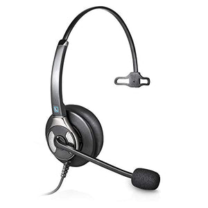 Leitner LH240XL Plush Corded Office Telephone Headset with Noise Cancelling Microphone - Includes 5-Year Warranty
