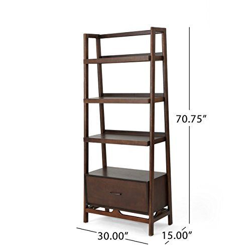 Great Deal Furniture 304801 Allen Midcentury Modern Faux Wood Shelf, Walnut,