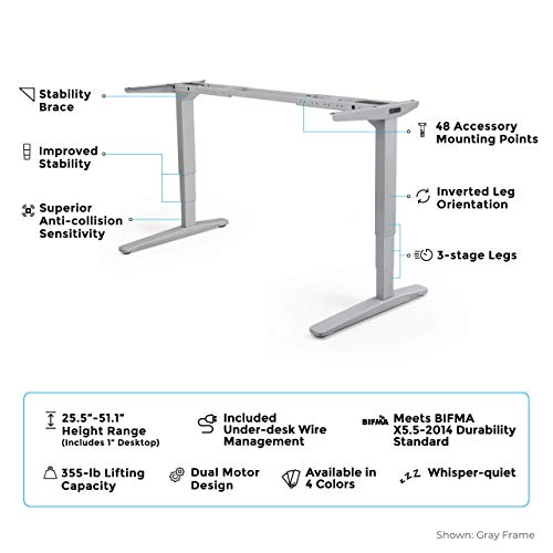 UPLIFT Desk V2 Bamboo Standing Desk with 1" Thick Carbonized Bamboo Curve Desktop, Height Adjustable Frame (Industrial), Adv. Memory Keypad & Wire Grommets (Black), Bamboo Motion-X Board (72" x 30")