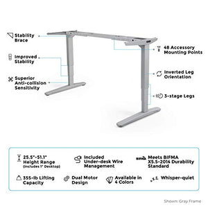 UPLIFT Desk - V2 2-Leg Height Adjustable Standing Desk Frame (Black) with Advanced 1-Touch Digital Memory Keypad