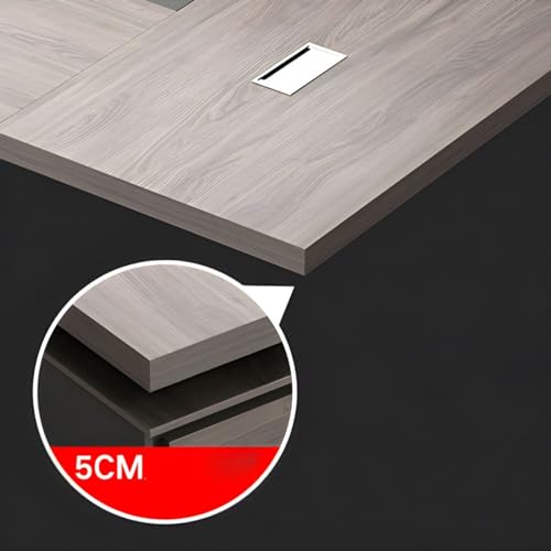 KWOKING Executive Office Desk with Cable Management & Wood Tabletop - Grey, 94.5"L x 63"W x 29.5"H