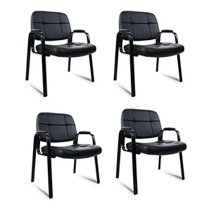 CLATINA Big & Tall Bonded Leather Guest Chair for Office Reception - Black (4 Pack)