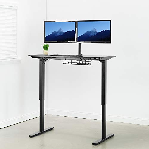 VIVO Electric 47 x 24 inch Stand Up Desk, Complete Height Adjustable Standing Workstation, Frame and Top, Push Button Controller, Black, DESK-EV47TB