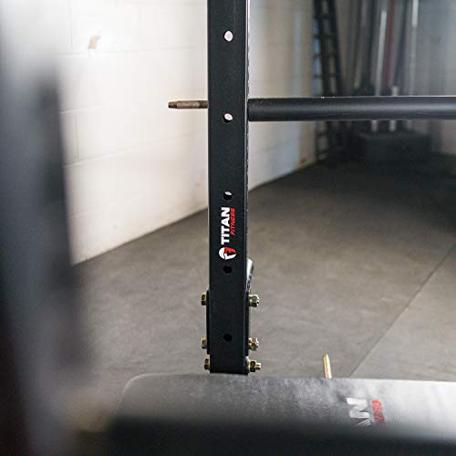 Titan Fitness T-3 4,400 LB Capacity Tall Power Rack 36" Depth with Safety Bars and J Hooks Strength Training Equipment
