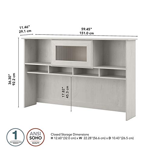 Pemberly Row 60" Modern Engineered Wood Hutch in Linen White Oak