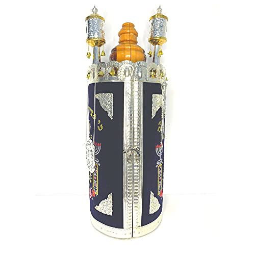 GORGEOUS BEAUTY&CARE Hand Made Sefer Torah Scroll Replica 19.5" Sefaradic Judaica - Rimonim and Yad