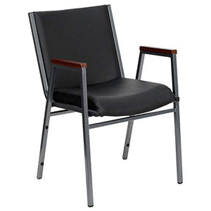 Flash Furniture 4 Pack HERCULES Series Black Vinyl Stack Chair with Arms