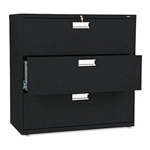 HON 600 Series 3-Drawer File Cabinet - 42" Width, Black Finish
