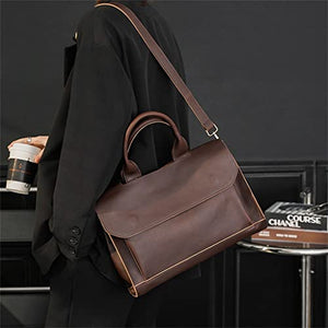 HLMSKD Men's Leather Handbags Laptop Bags Men's Shoulder Bags Business Briefcases Messenger Bags (Color : A, Size
