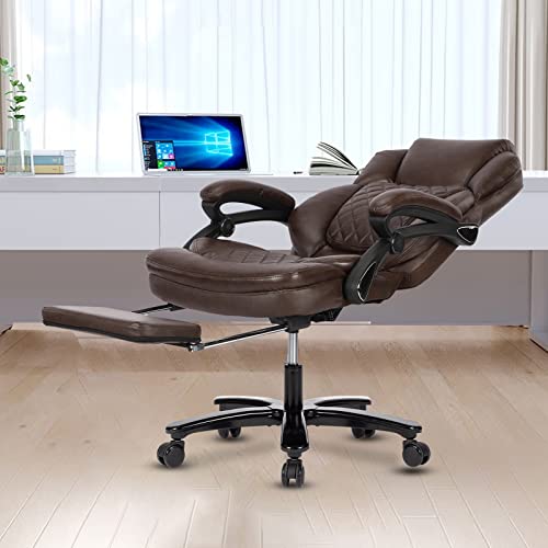 Kasorix Big and Tall Executive Office Chair with Footrest 400lbs Capacity - Brown