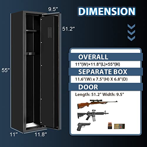 4 Rifle Safe Electronic Rifle Gun Safe, Long Gun Shotgun Rifle Safe for Home and Pistol, Large Metal Steel Rifle Cabinet with Quick Access Lock, Greenvelly Brand