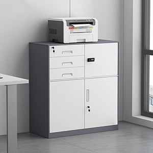 LINKIO Vertical File Cabinet with Lock, 3-Drawer Home Office Filing Cabinet, Grey Printer Stand