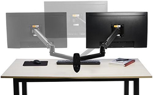 Amazon Basics Wall Mount Monitor Stand - Lift Engine Arm Mount, Aluminum, 2 Pack