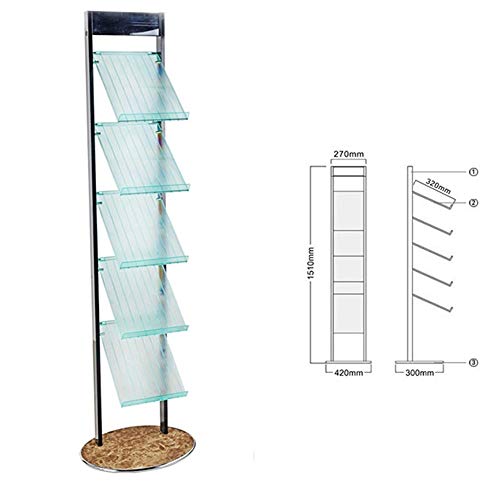 NERDOH Floor-Mounted Booklet Rack 5-Pocket Magazine Display (Photo Color, 151x30x42cm)