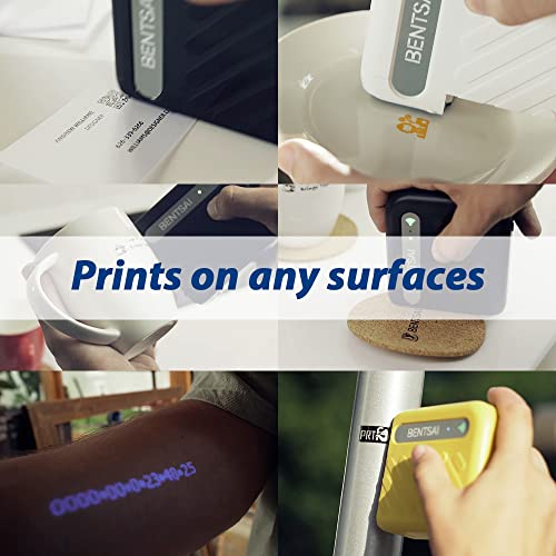BENTSAI B10 Mini Handheld Printer Mobile Printer Wirless WiFi Printer with iOS/Android APP (White) DIY Printing QR-Code Barcode Production Date Logo Batch Number Print on Cartoon Box Wood Paper Canvas
