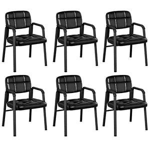 Yaheetech Pack of 6 Mid Back Office Guest Chairs with Armrest and Lumbar Support, Black