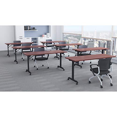 Lorell Mobile Folding Training Table, Mahogany, Powder Coated