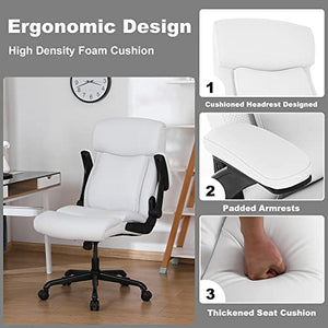 Ralex-Chair Executive Big and Tall Leather Office Chair 500lbs, White