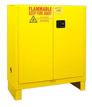 Durham 1030ML-50 Flammable Safety Cabinet with 2 Manual Door and Legs, 43" x 18" x 50", 30 gal Capacity, Yellow