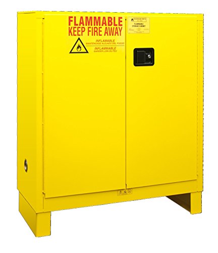 Durham 1030ML-50 Flammable Safety Cabinet with 2 Manual Door and Legs, 43" x 18" x 50", 30 gal Capacity, Yellow