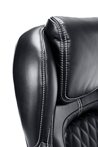 OFM ESS Collection Racing Style SofThread Leather High Back Office Chair, in Black (ESS-6060)