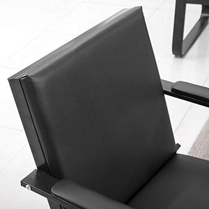 Bestmart Black PVC Leather Waiting Room Chairs Set of 2 - Office Reception Lobby Furniture