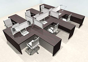 UTM Furniture Modern Aluminum Office Workstation Desk Set - 6 Person L Shape Organizer Divider OT-SUL-FPS35
