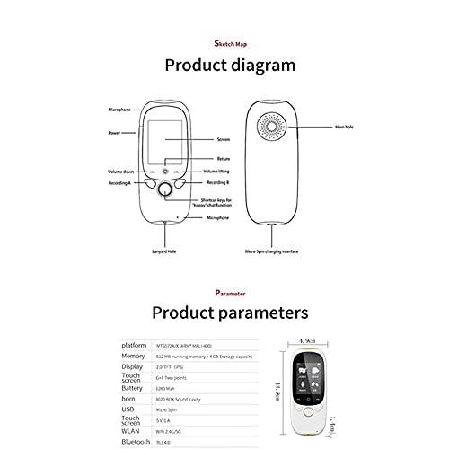 inBEKEA Portable Language Translator Device, Touch Screen 76 Languages Mini Smart Voice Translator