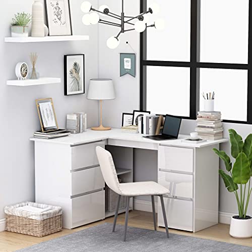 Computer Desk, Corner Desk, Simple Style Desk,Workstation Office Desk Writing,Computer Desk with Storage Locker, Space-Saving, 57.1"x39.4"x29.9" Chipboard