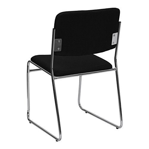 Flash Furniture 5 Pk. HERCULES Series 1000 lb. Capacity Black Fabric High Density Stacking Chair with Chrome Sled Base