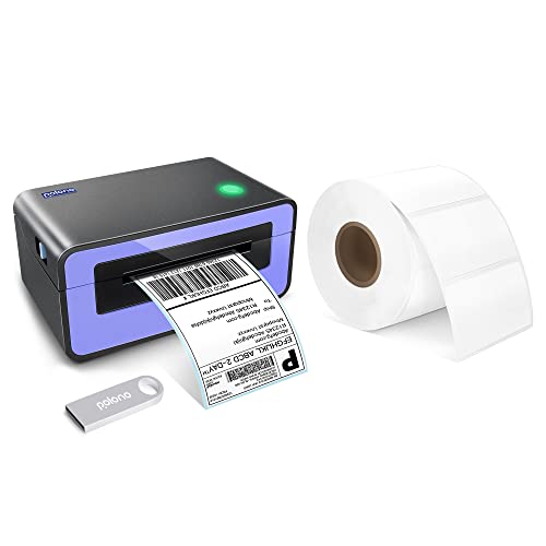 POLONO Label Printer - 150mm/s 4x6 Thermal Label Printer, POLONO 2.25”x1.25” Direct Thermal Label, 1000 Labels, White, Compatible with Amazon, Ebay, Etsy, Shopify and FedEx